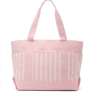 VICTORIA'S SECRET THE POCKET TOTE CANVAS PINK STRIPE SHOULDER BAG NEW WITH TAGS
